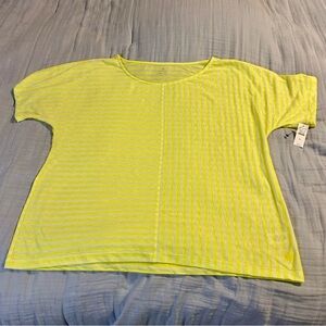 Talbots Women’s Yellow Striped Dolmen Top Cotton Linen Blend. Sz XL NEW!